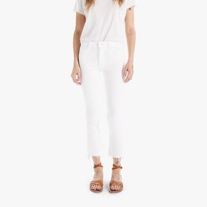 MOTHER Denim crop kick flares in white🤍